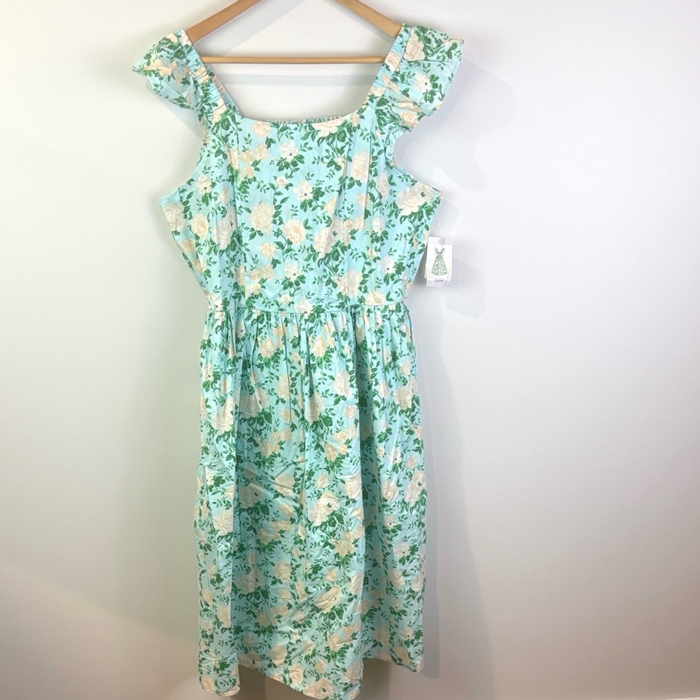 NWT Blueberi boulevard Floral Green Dress size XL